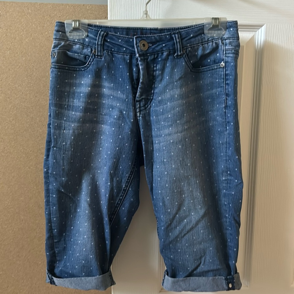 Liverpool polkadot denim shorts